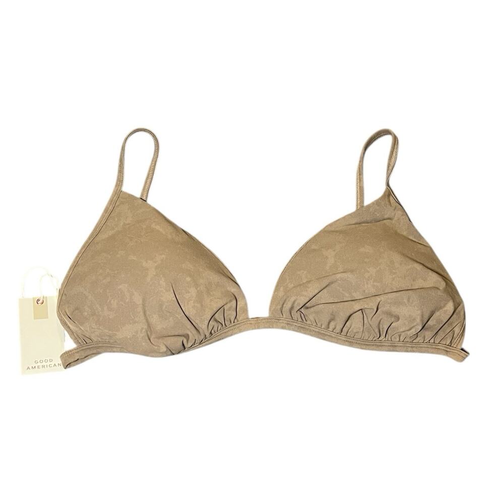 NWT Good American‎ Shine Perfect Fit Brown Padded Triangle Bikini Top Size 7 4X